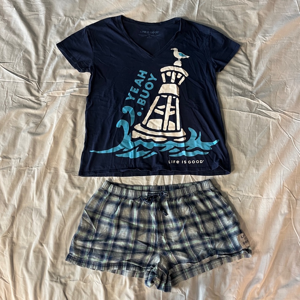 Life is Good Navy Yeah Buoy Pajama Set, Size S